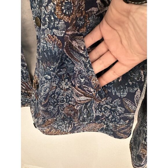 Westbound Women's Jean Jacket  Size M Whimsy Retro Multicolor Floral Tapestry - Picture 4 of 7